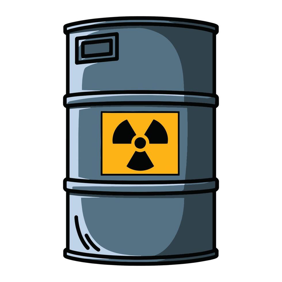 toxic waste barrel icon with a hazard symbol. illustration representing environmental contamination and pollution. vector