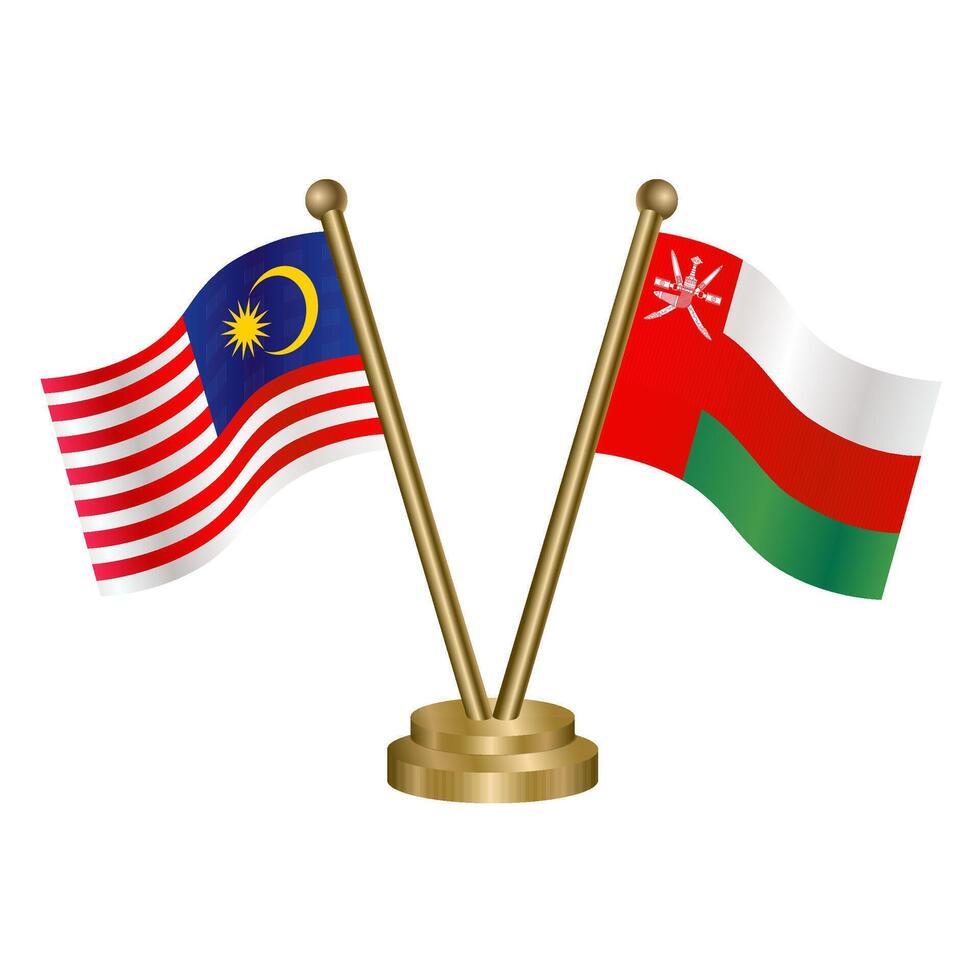 Malaysia and Oman table flag. vector