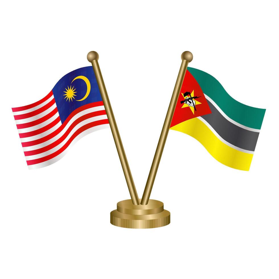 Malaysia and Mozambique table flag. vector