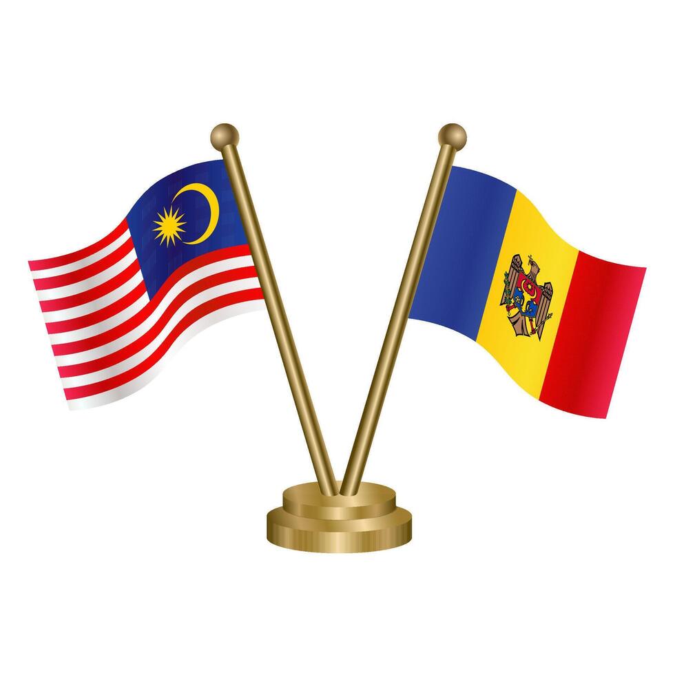 Malaysia and Moldova table flag. vector