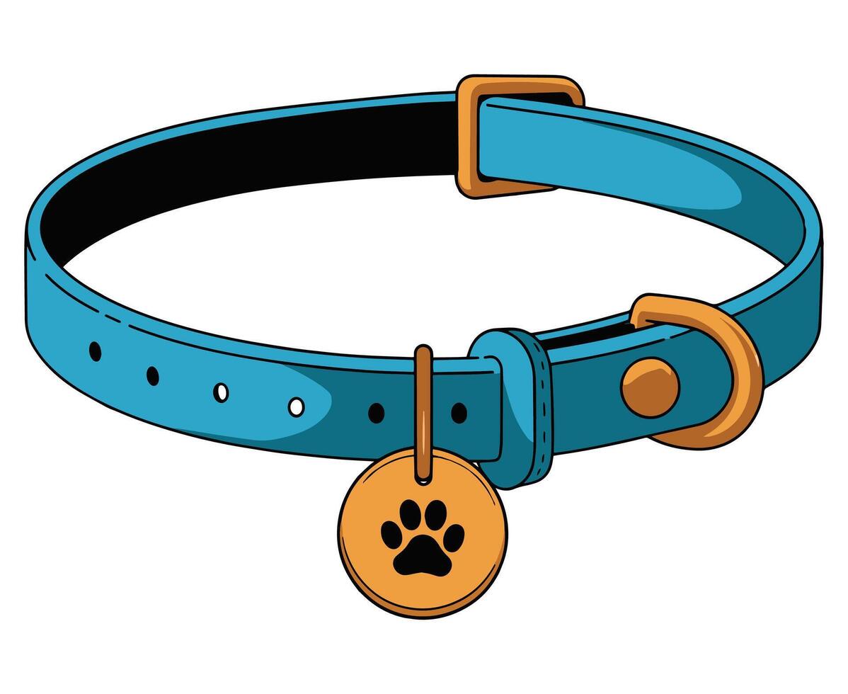 Collar for Small Dogs or Cats with Personalized Medallion. Flat illustration of a pet care item, isolated on white. Perfect for pet product branding, animal care themes. vector