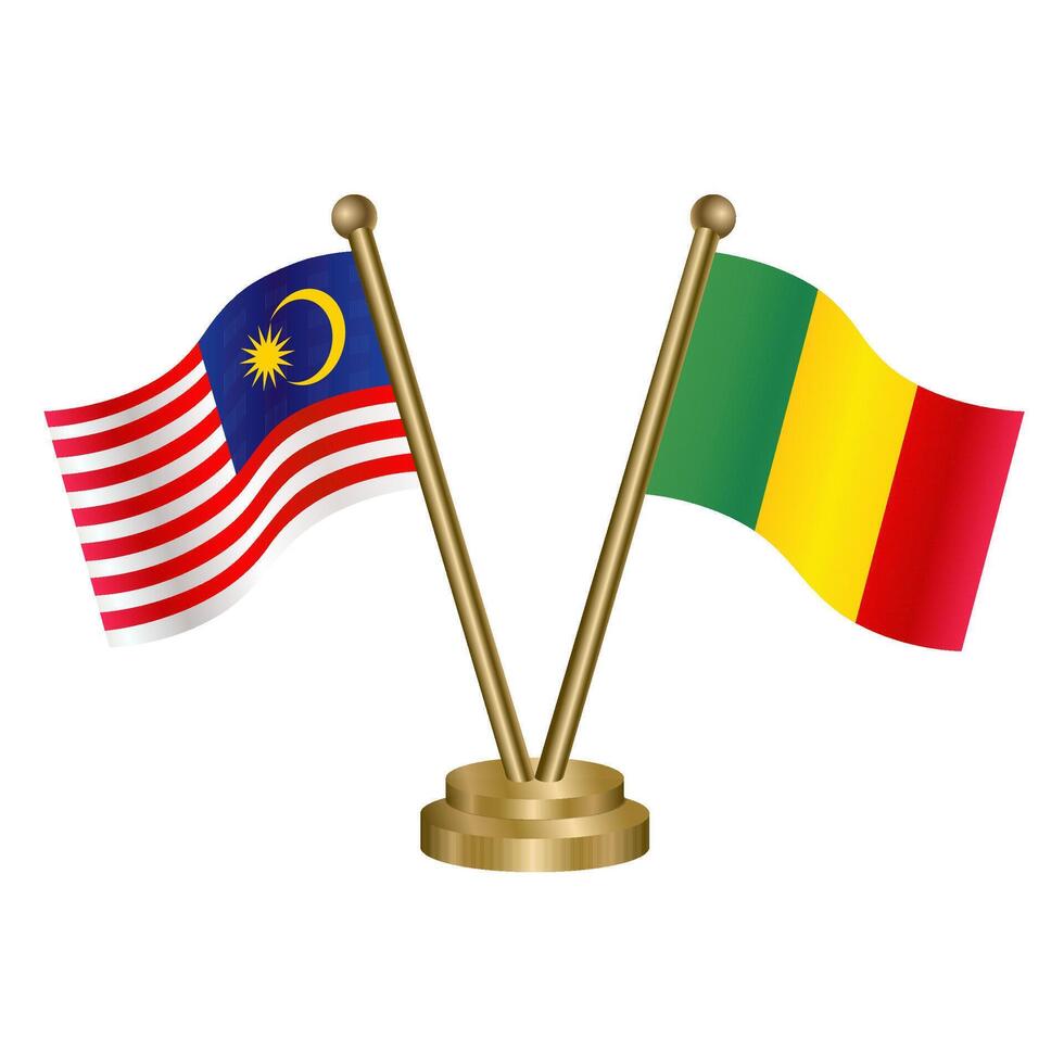 Malaysia and Mali table flag. vector