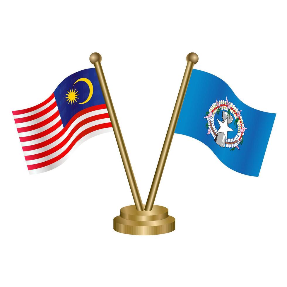 Malaysia and Northern Marianas table flag. vector