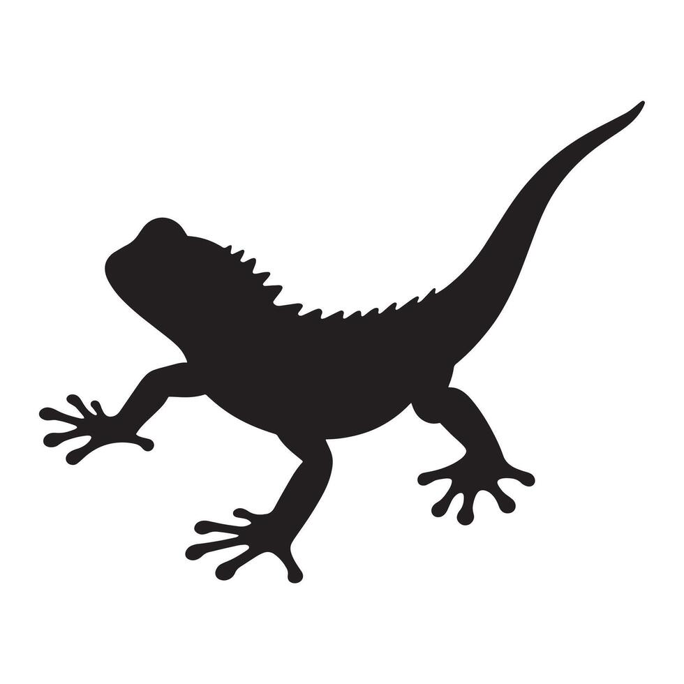 Closeup house lizard silhouette, isolated on a white background. illustration ideal for reptile-themed designs and nature projects. Perfect for animal-related graphics. vector