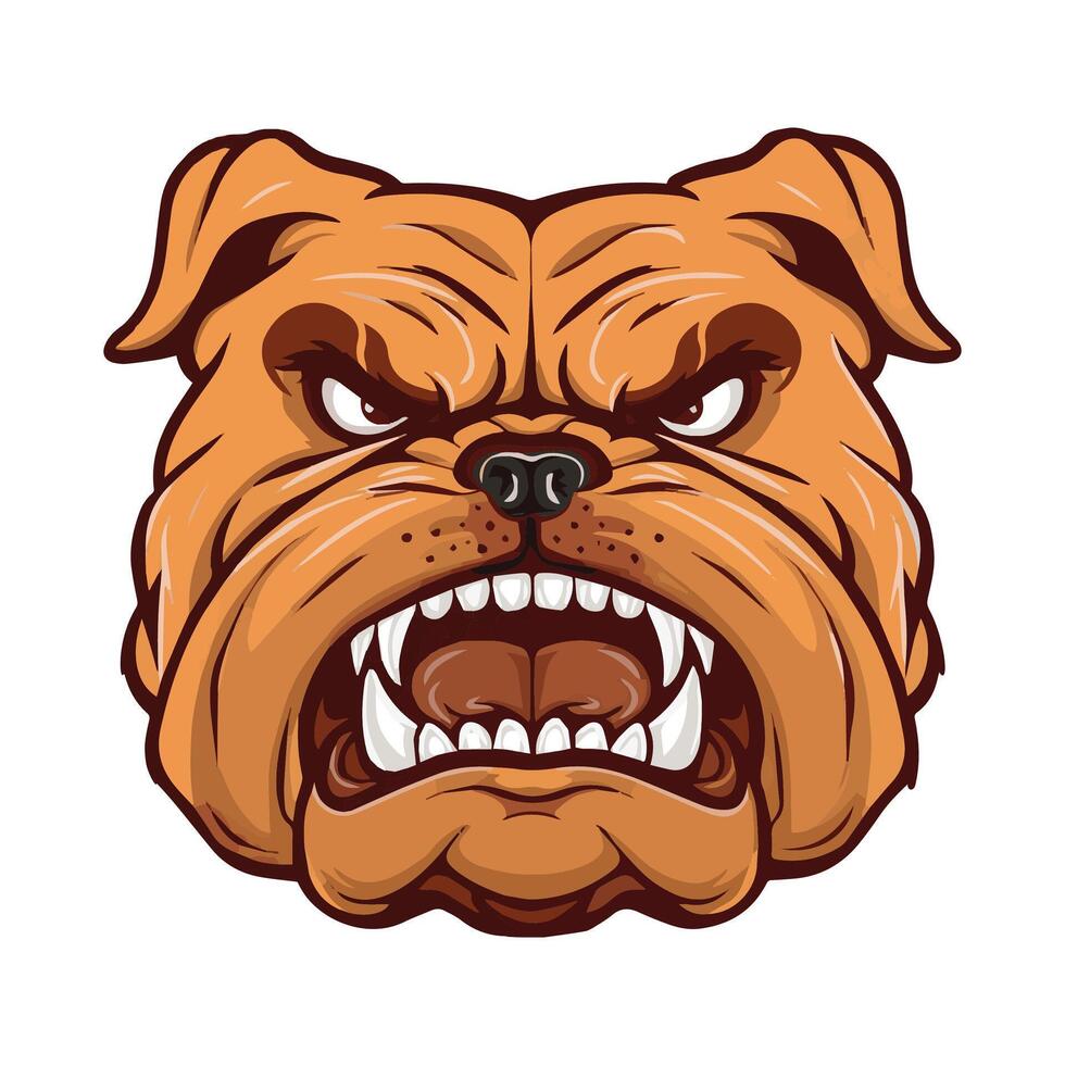 Angry bulldog face mascot on a white background, illustration. vector