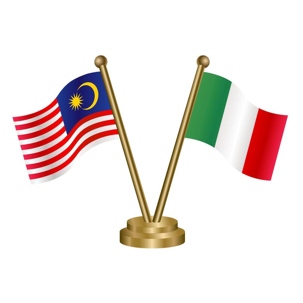 Malaysia and Italy table flag. vector