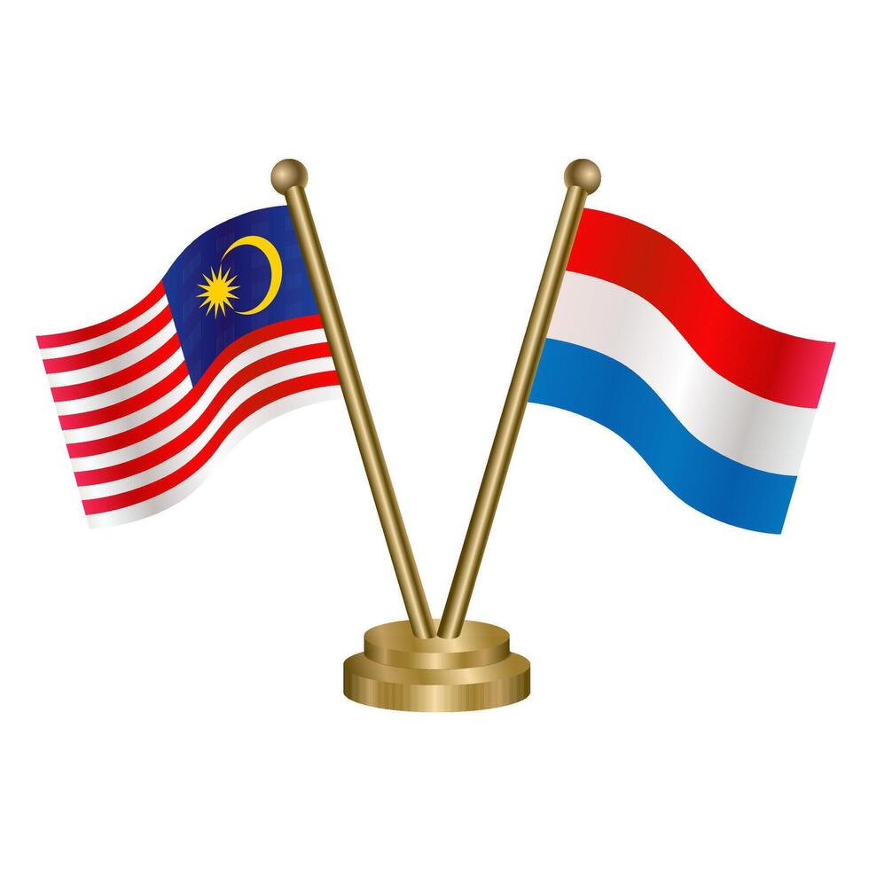 Malaysia and Netherlands table flag. vector