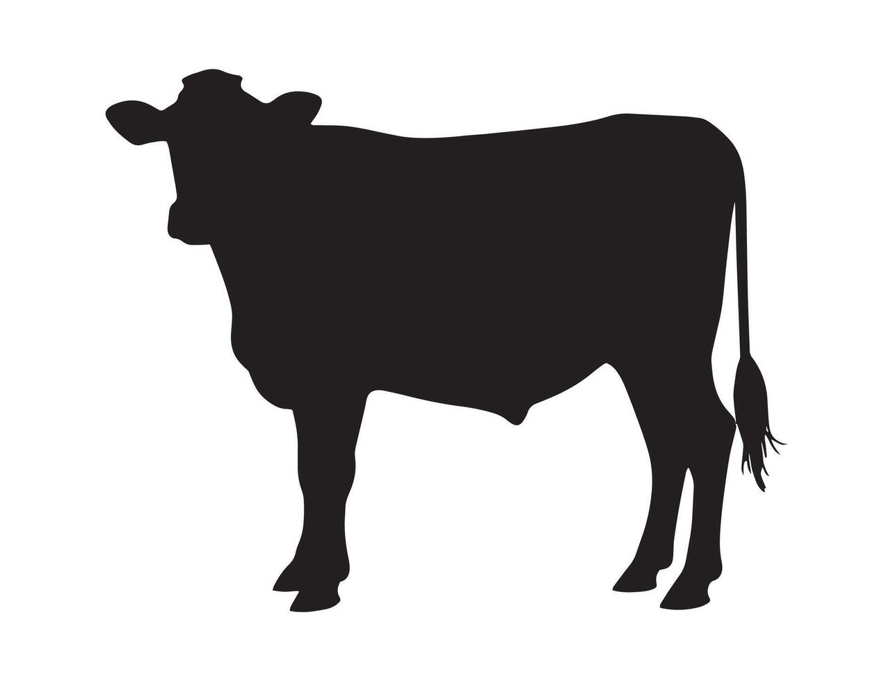Cow silhouette, illustration. Ideal for farm, livestock, and agricultural-themed artwork. vector