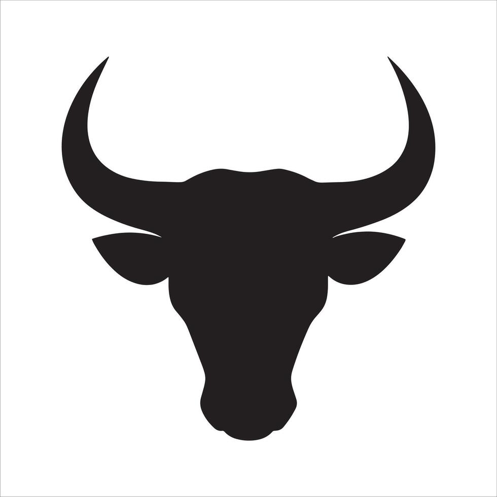Cow skull silhouette, illustration design on a white background. Ideal for rustic, western, and animal graphics. vector
