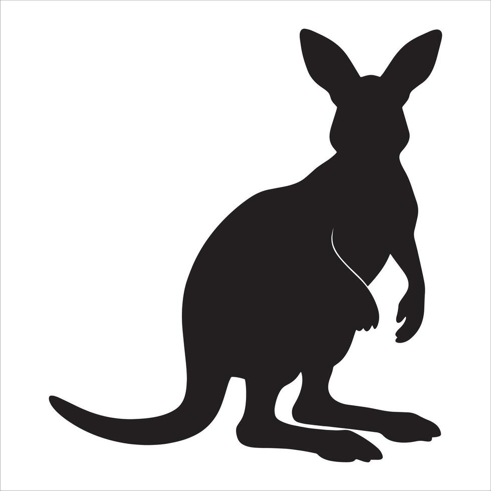 Cute kangaroo silhouette, illustration design on a white background. vector