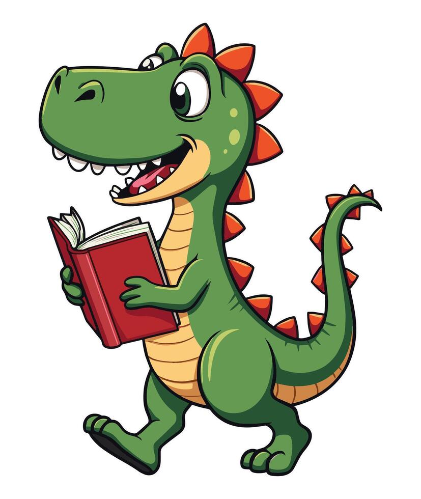 Happy dinosaur cartoon holding books with a smart one quote. Perfect for t-shirt designs and print-on-demand merchandise, showcasing a fun and educational. vector