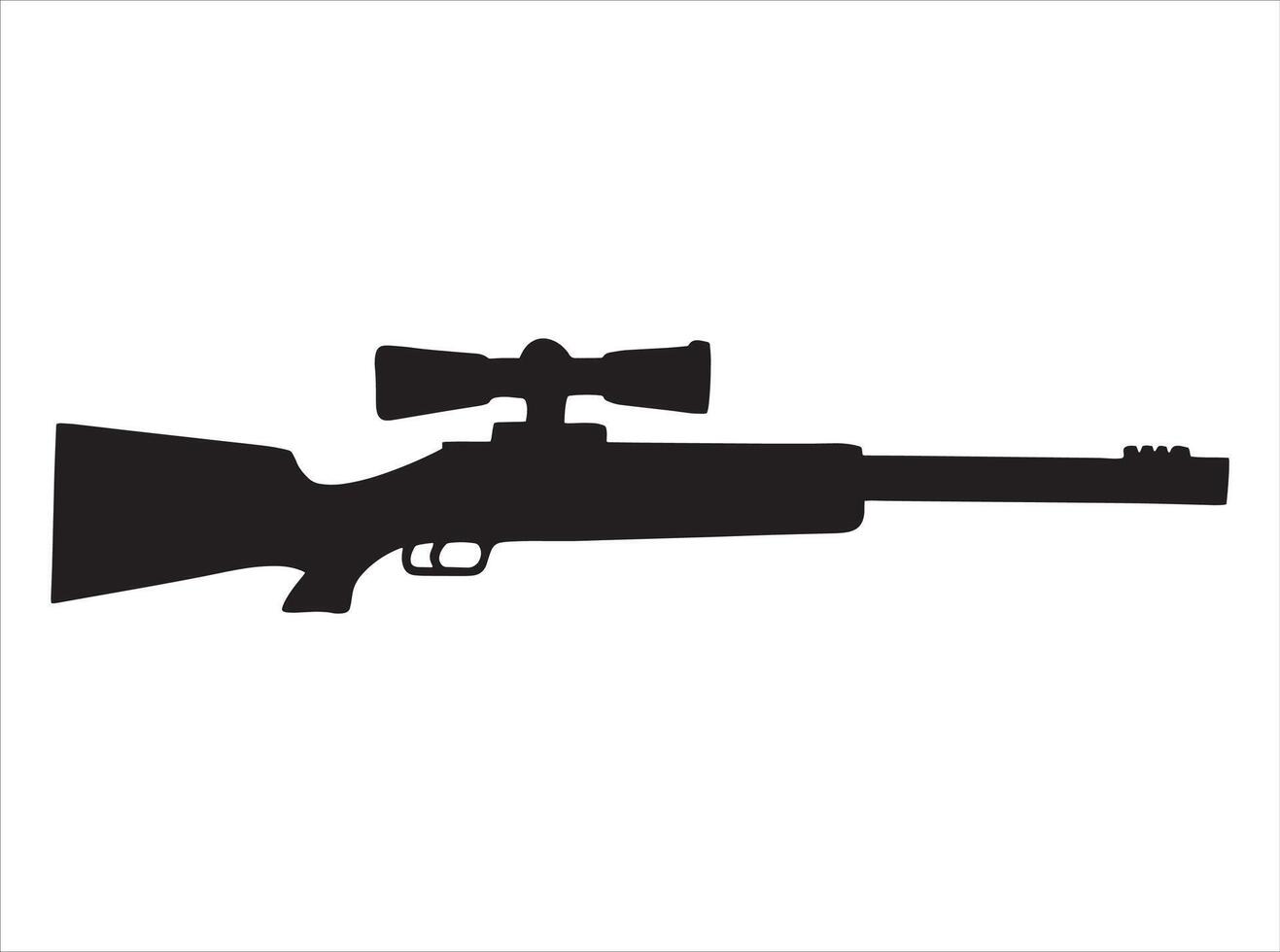 Gun hunting sniper silhouette, illustration on a white background. vector