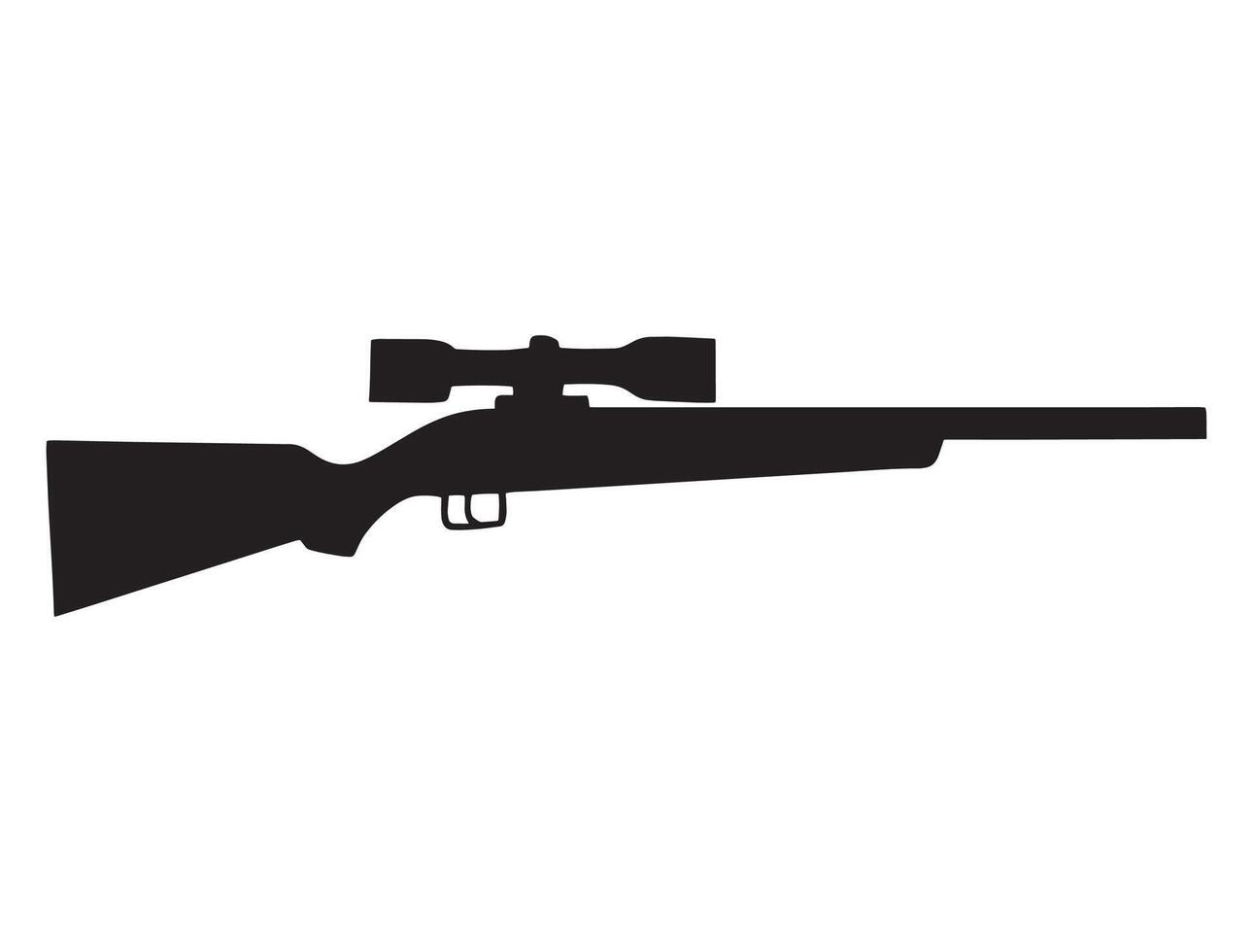 Gun hunting sniper silhouette, illustration on a white background. Ideal for military, tactical, and hunting themed designs. vector
