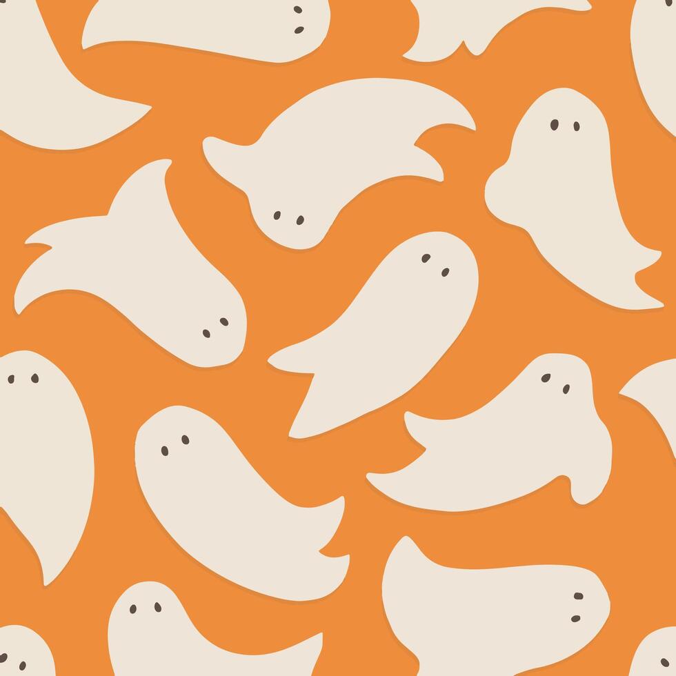 Halloween seamless pattern with ghosts. vector