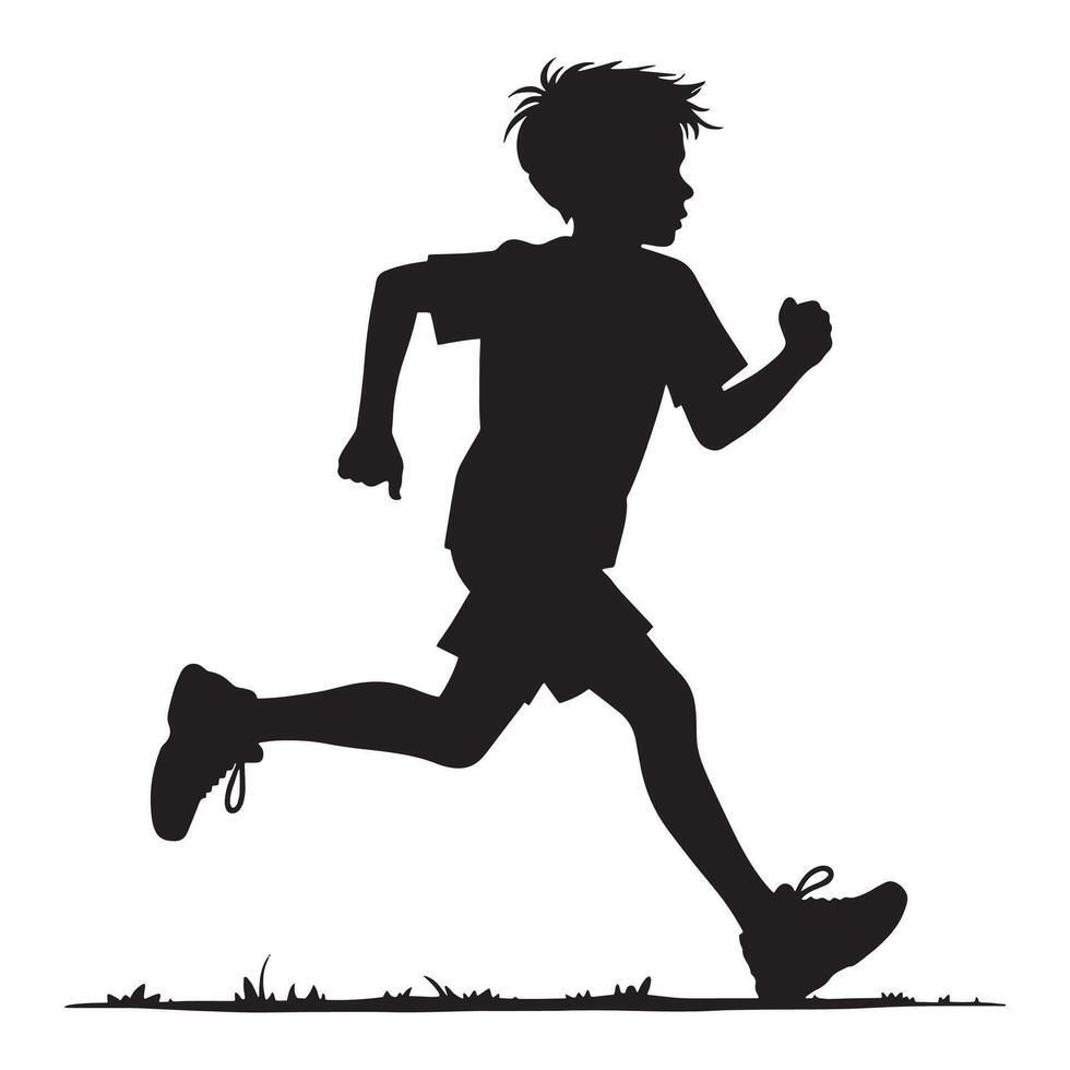 Kid runner silhouette on a white background. illustration ideal for sports, fitness, and children's activity designs. vector