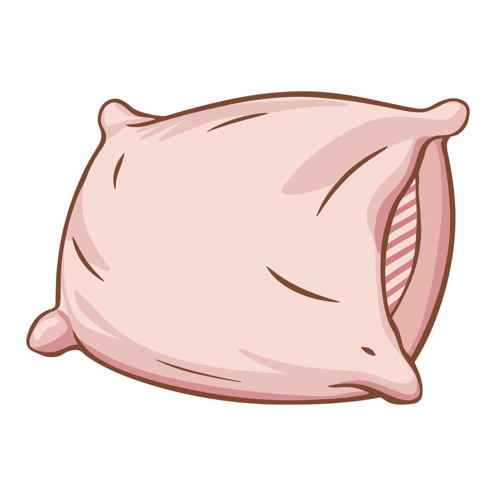 Pink pillow. Soft cushion. The element of the bedroom and bed for sleep. vector