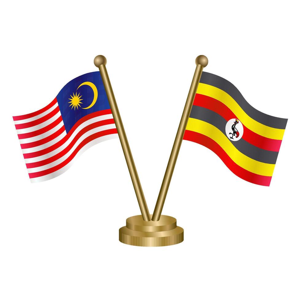 Malaysia and Uganda table flag. vector
