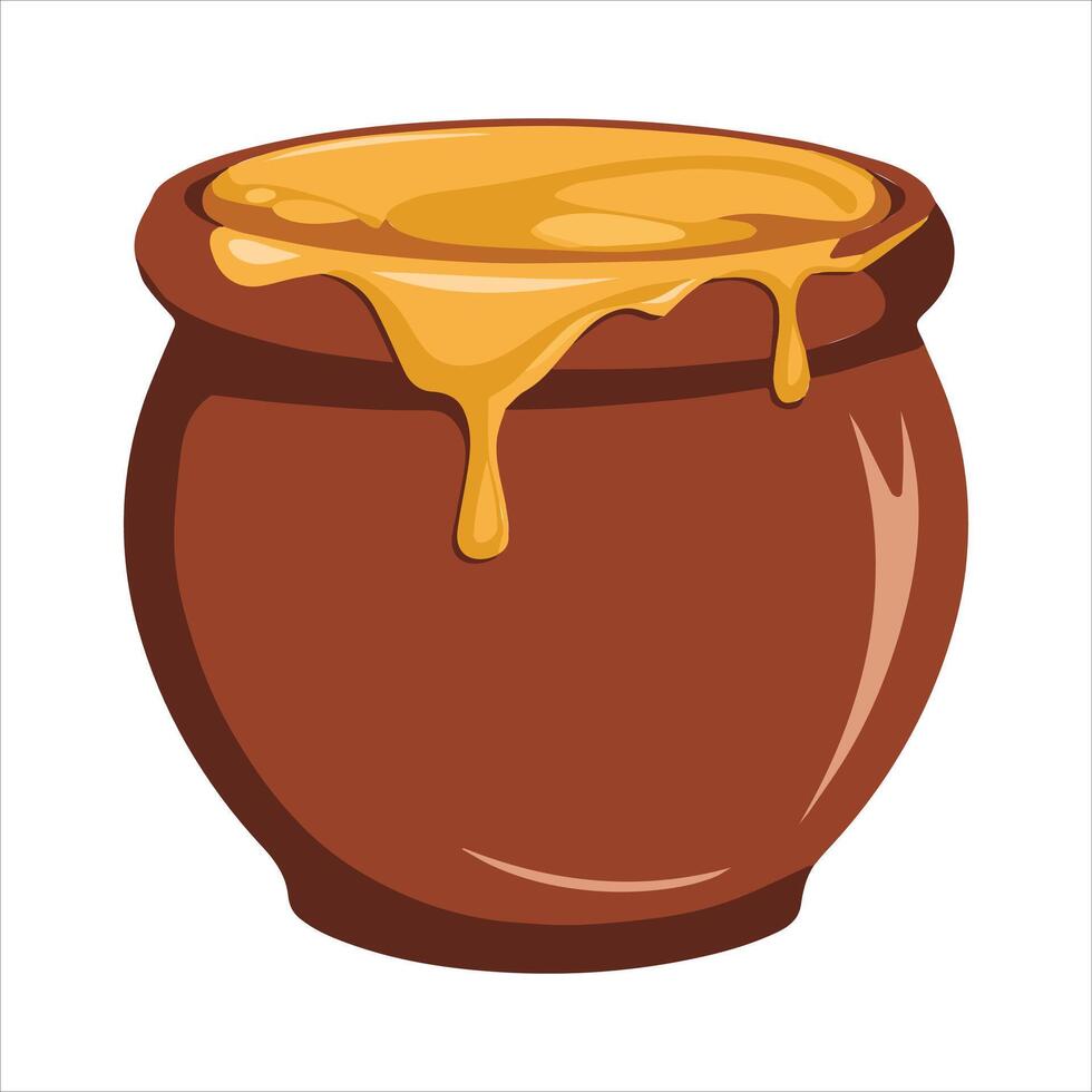 Pot of honey icon in flat style, ideal for design and web use. Perfect for labels and advertising. vector