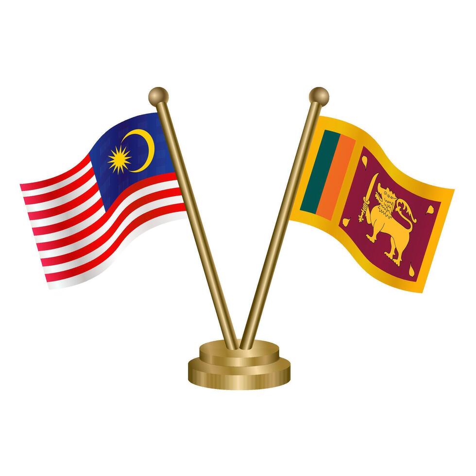 Malaysia and Sri Lanka table flag. vector