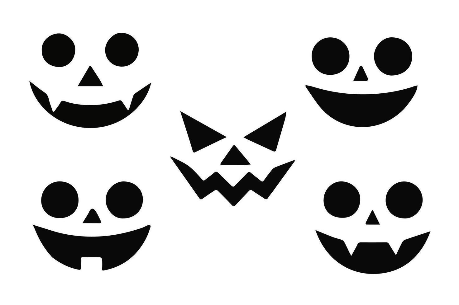 Set of scary monster faces with Jack O' Lantern pumpkin icons for Halloween vector