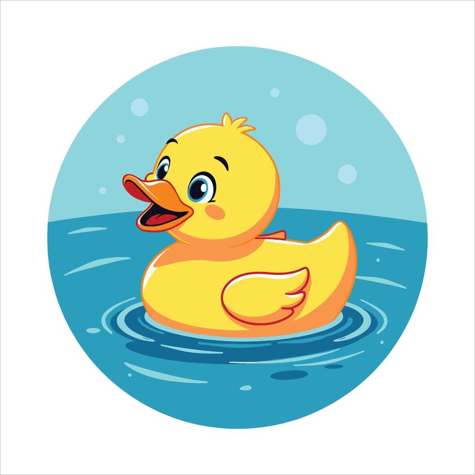 Rubber duck bath icon, illustration. Ideal for baby care, bath time, and playful design themes. vector