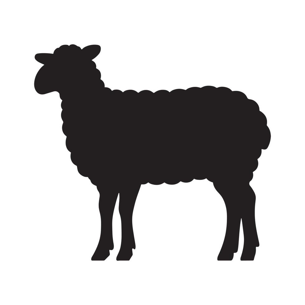 Sheep silhouette icon. Side view illustration, isolated on white. Perfect for farm-themed designs, agricultural visuals, or nature-related projects. vector