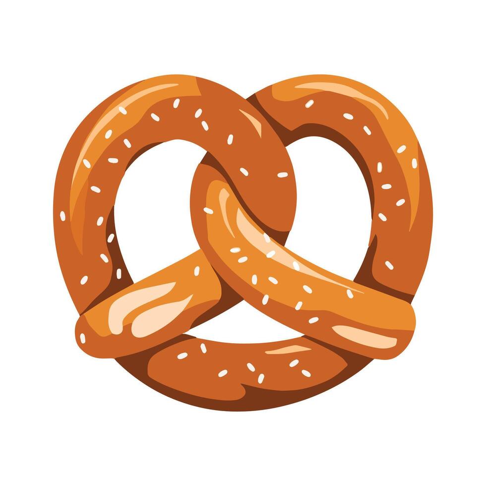 Tasty pretzel, isolated on a white background. Ideal for food-related and snack-themed designs. vector