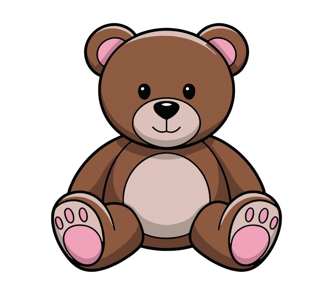 Teddy bear toy icon. Cute cartoon illustration, isolated on white. Ideal for children's designs, toy stores, or playful themes, perfect for creating friendly visuals. vector