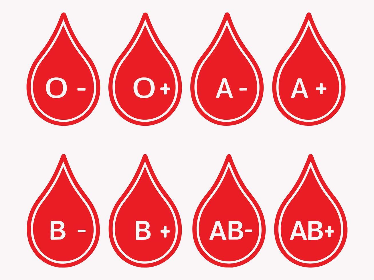 Set of blood donation icons featuring red droplets. Icons designed to symbolize blood donation, health, and medical themes, ideal for healthcare and charity-related materials. vector