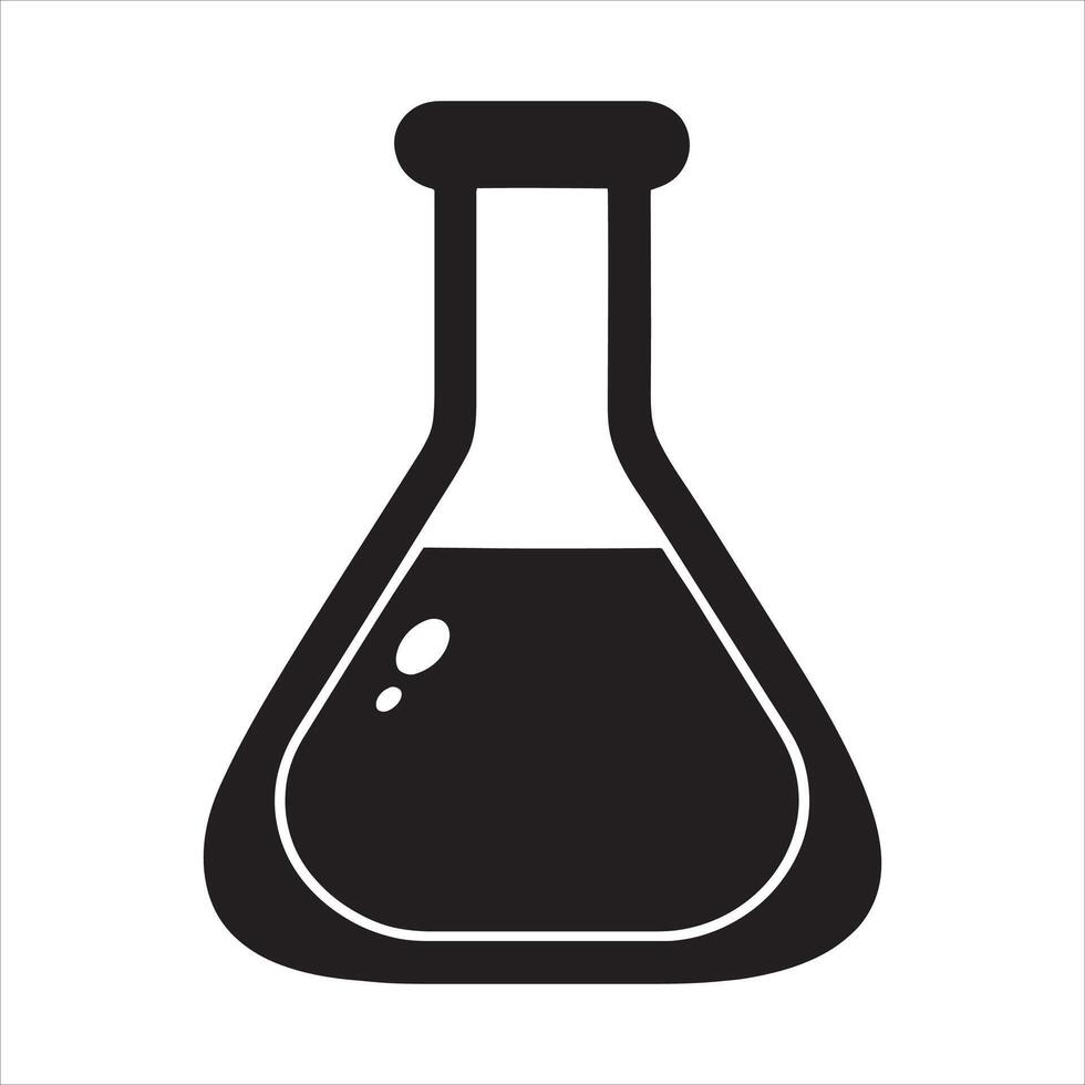 Volumetric flask icon silhouette, illustration on a white background. vector
