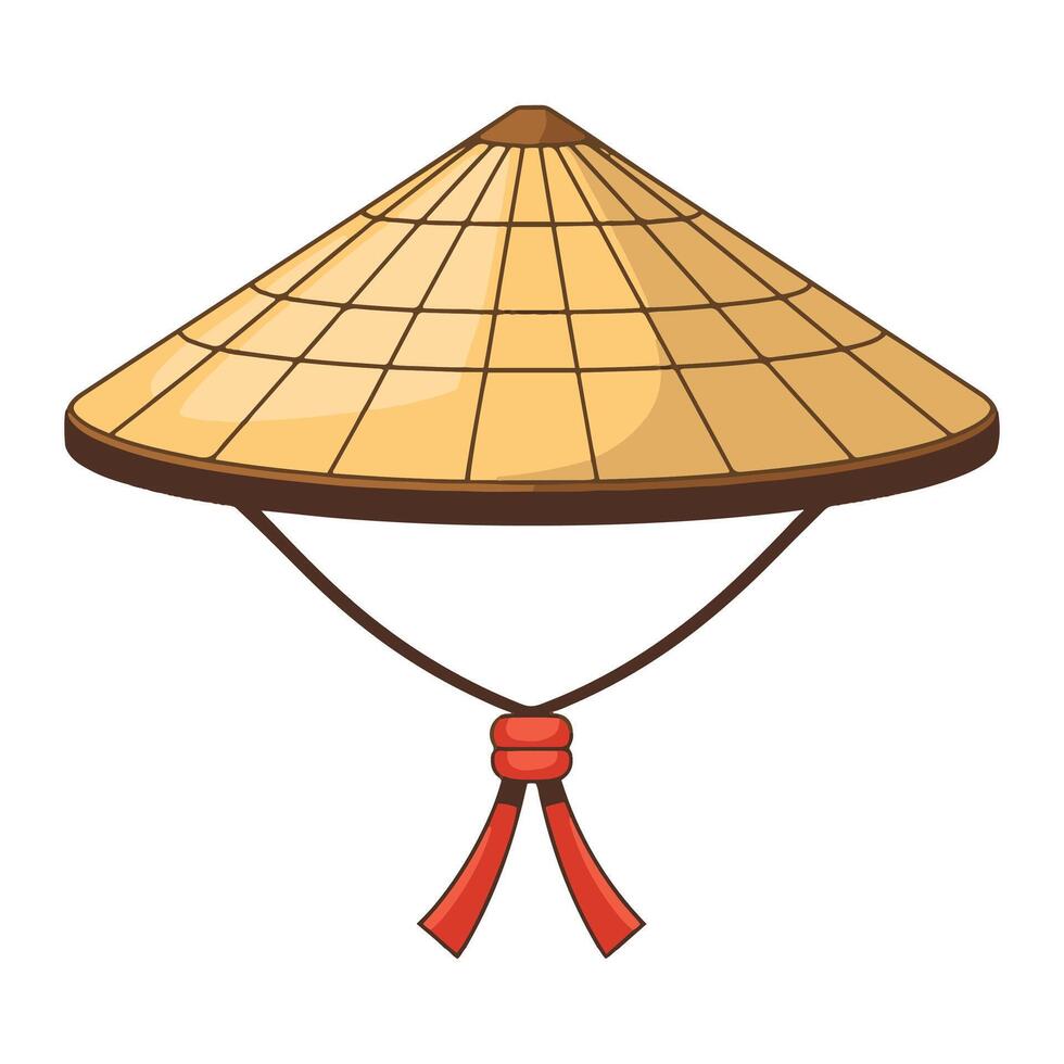 Asian conical hat illustration. Isolated traditional design. vector