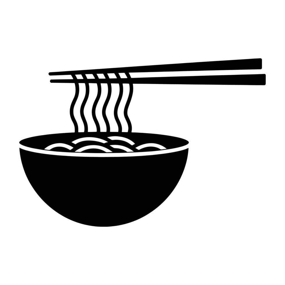 Bowl of noodles with chopsticks, restaurant icon. Simple and elegant illustration. vector