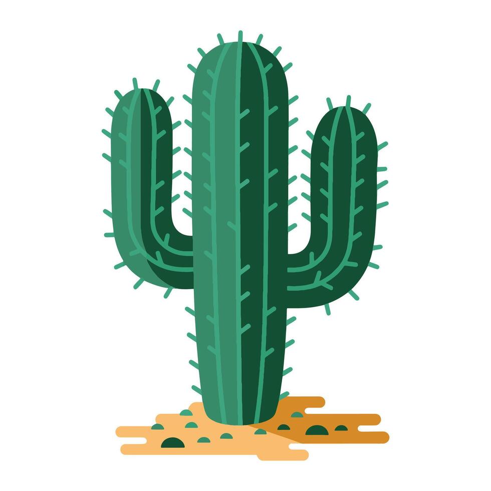 Cactus icon. Dry exotic plant with spines, symbolizing desert vegetation. Simple flat illustration, perfect for nature or southwestern designs.. vector