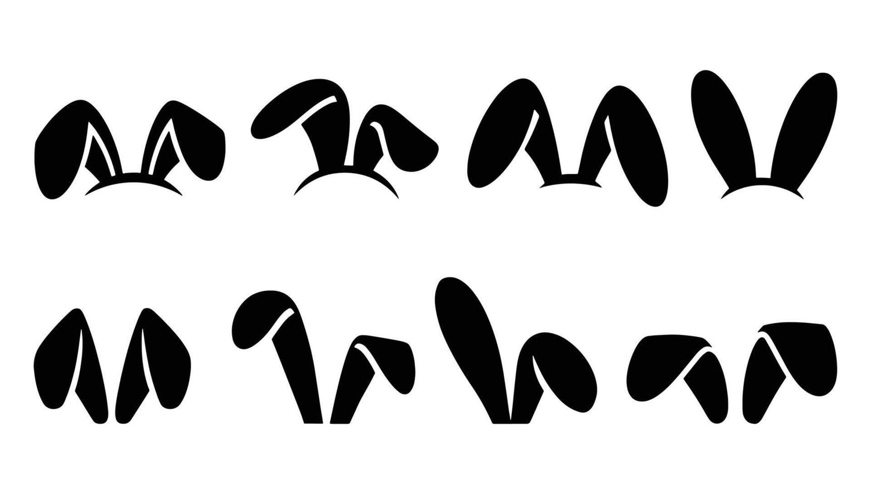 Collection of rabbit ears silhouettes for Happy Easter. Set of bunny ears icons, perfect for festive decorations, logos, and design elements. vector