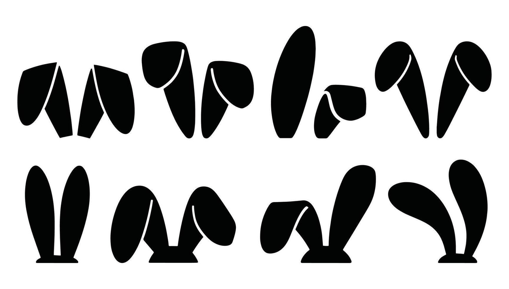 Set of rabbit ears silhouettes. Easter bunny ears icons collection for festive decorations and design elements. vector