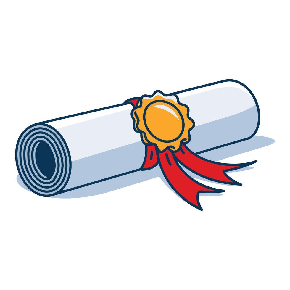 Diploma roll icon. Graduate letter with ribbon, symbolizing academic achievement. illustration isolated on a white background, ideal for graduation themes. vector
