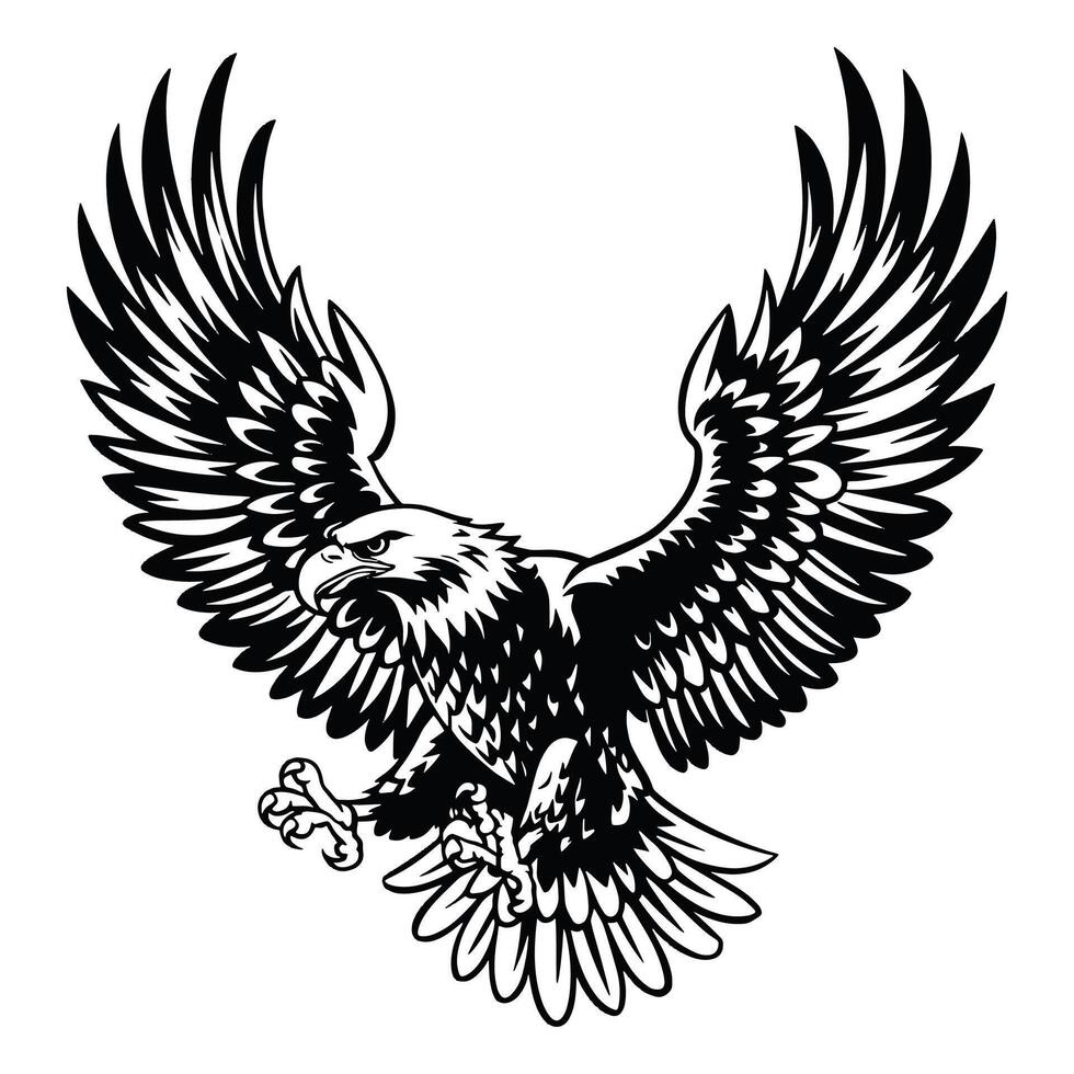 Eagle silhouette illustration with a bold and majestic design. Isolated on a white background. vector