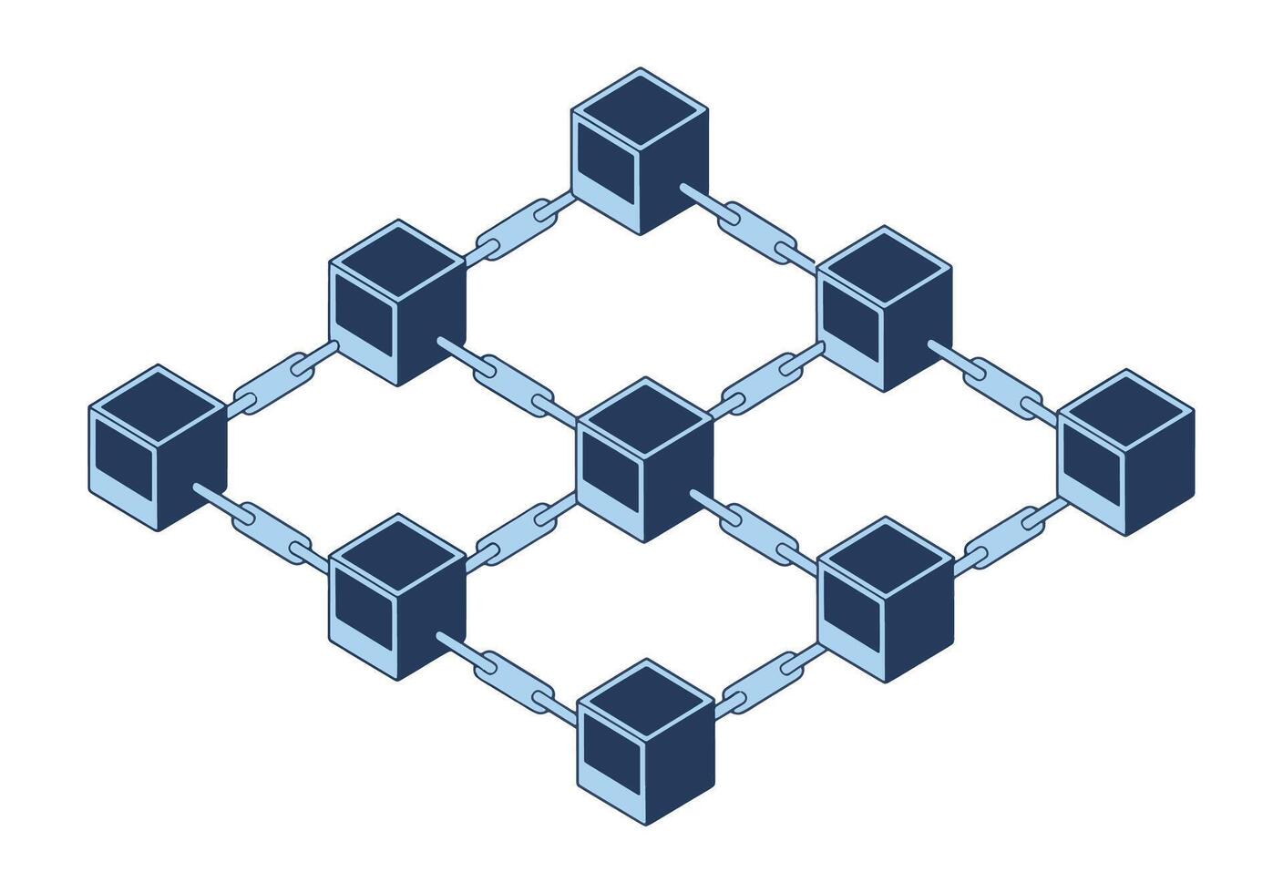 interconnected blocks forming a chain, blockchain technology. Modern digital art with a sleek and abstract design. vector