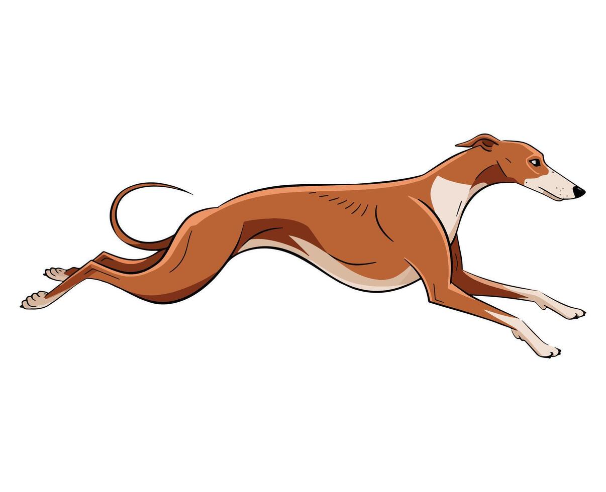 Greyhound dog jumping icon. Silhouette of a leaping greyhound, isolated on white. Sleek and dynamic design perfect for racing, pet, or athletic theme. vector
