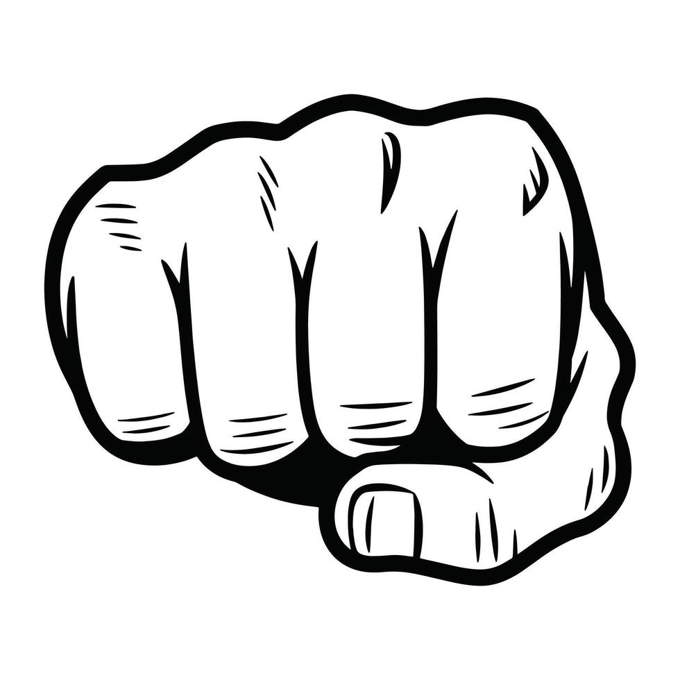 Clenched fist illustration in a strong and dynamic style. Symbol of power, resistance, and determination. Isolated on a white background. illustration. vector