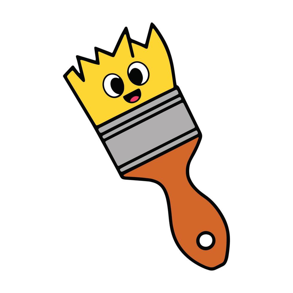 Happy paint brush mascot illustration with a cheerful smile and playful expression. Perfect for creative themes, art related designs, and workspace illustrations. vector