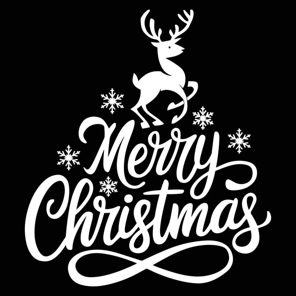 Merry Christmas Text on Black Background. Elegant Christmas lettering and New Year typography. Festive ideal for holiday cards and decor. vector