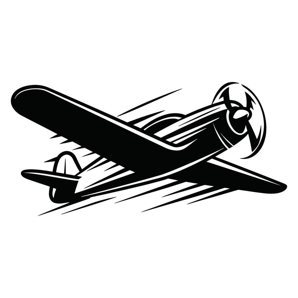 Silhouette of an airplane in motion with dynamic speed trails, symbolizing fast travel and aviation. vector