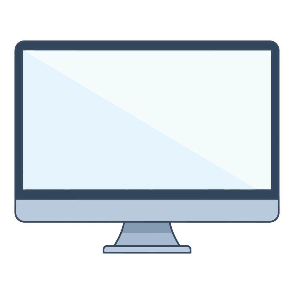 Realistic black computer monitor. Sleek flat-screen display with a minimalist design, isolated on white background. Perfect for tech, business, or electronics themes. illustration. vector
