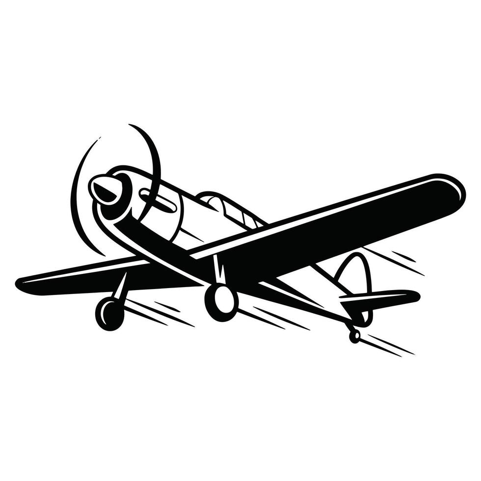 Silhouette of an airplane in motion with dynamic speed trails, symbolizing fast travel and aviation. Isolated on a white background. illustration. vector