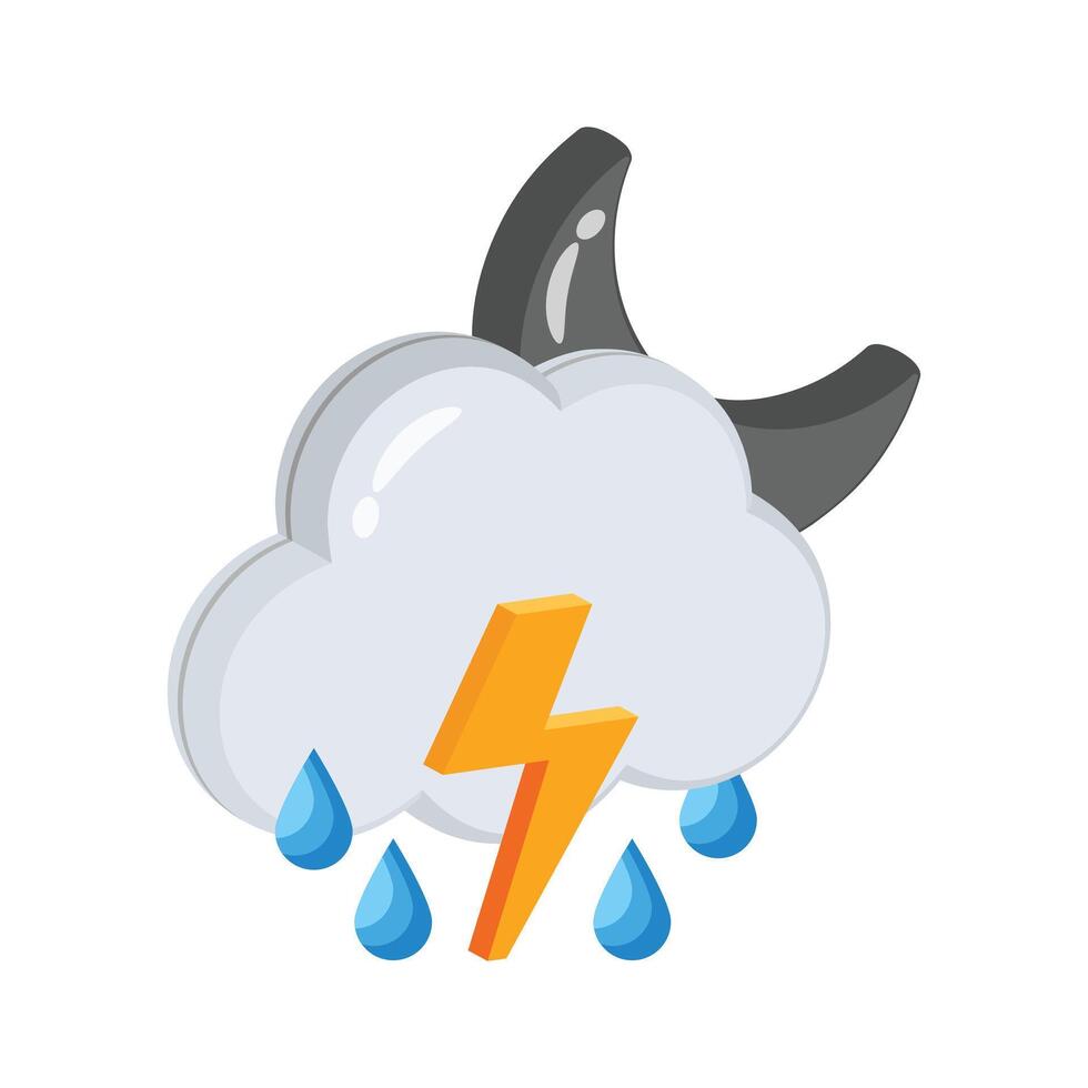 Here is a visually appealing 3d icon of night thunderstorm vector