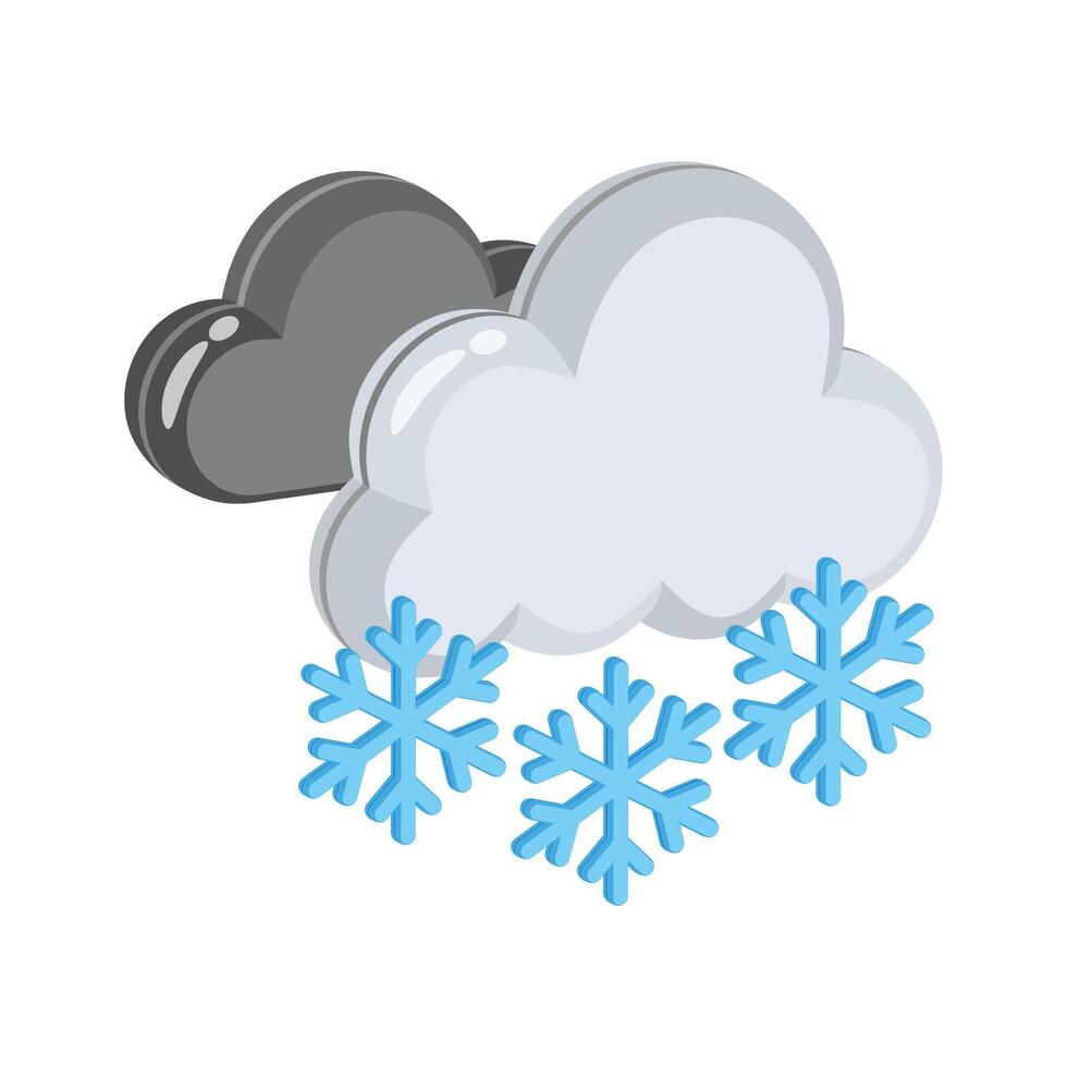 Easy to edit 3d style icon showing snowfall clouds vector