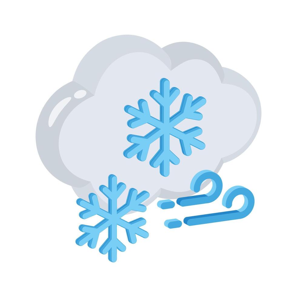 A captivating 3d style icon of winter cloud with snowflakes vector
