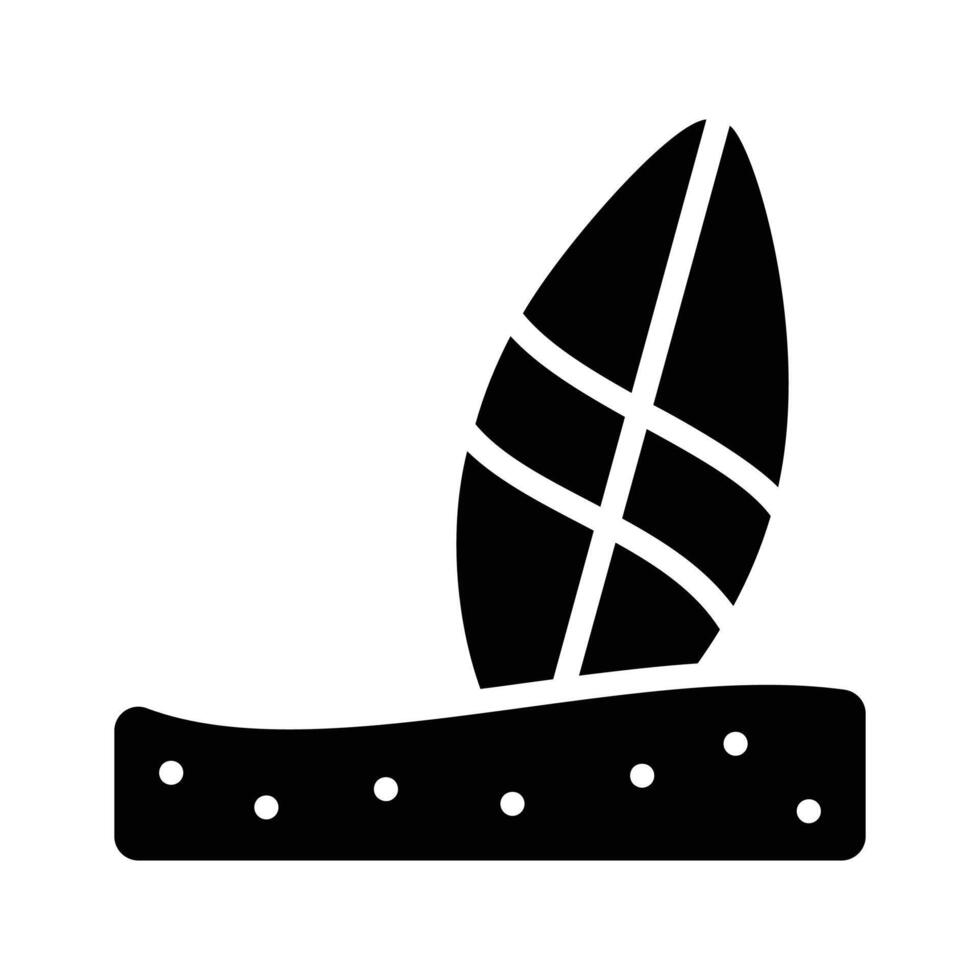 A surfboard representing surfing, beach vacations, and water sports. vector