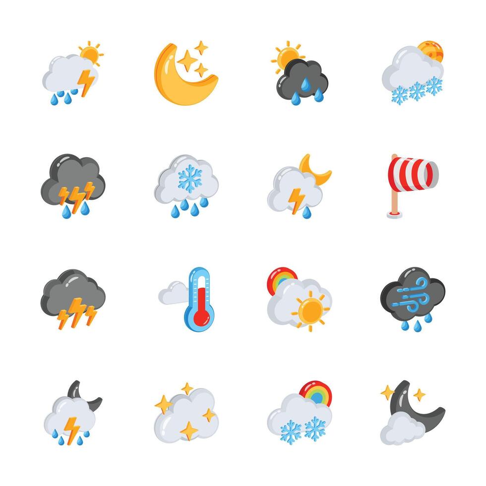 Grab this handy bundle deciding weather prediction 3d style icons vector